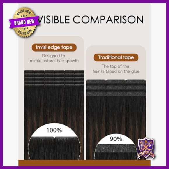 Human Hair Tape-In Extensions 16 Inch Straight Seamless Invisible PU Weft main image 6